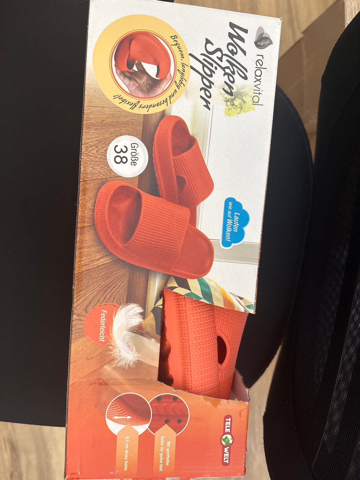 Wolken Slipper in orange, Größe wählbar
