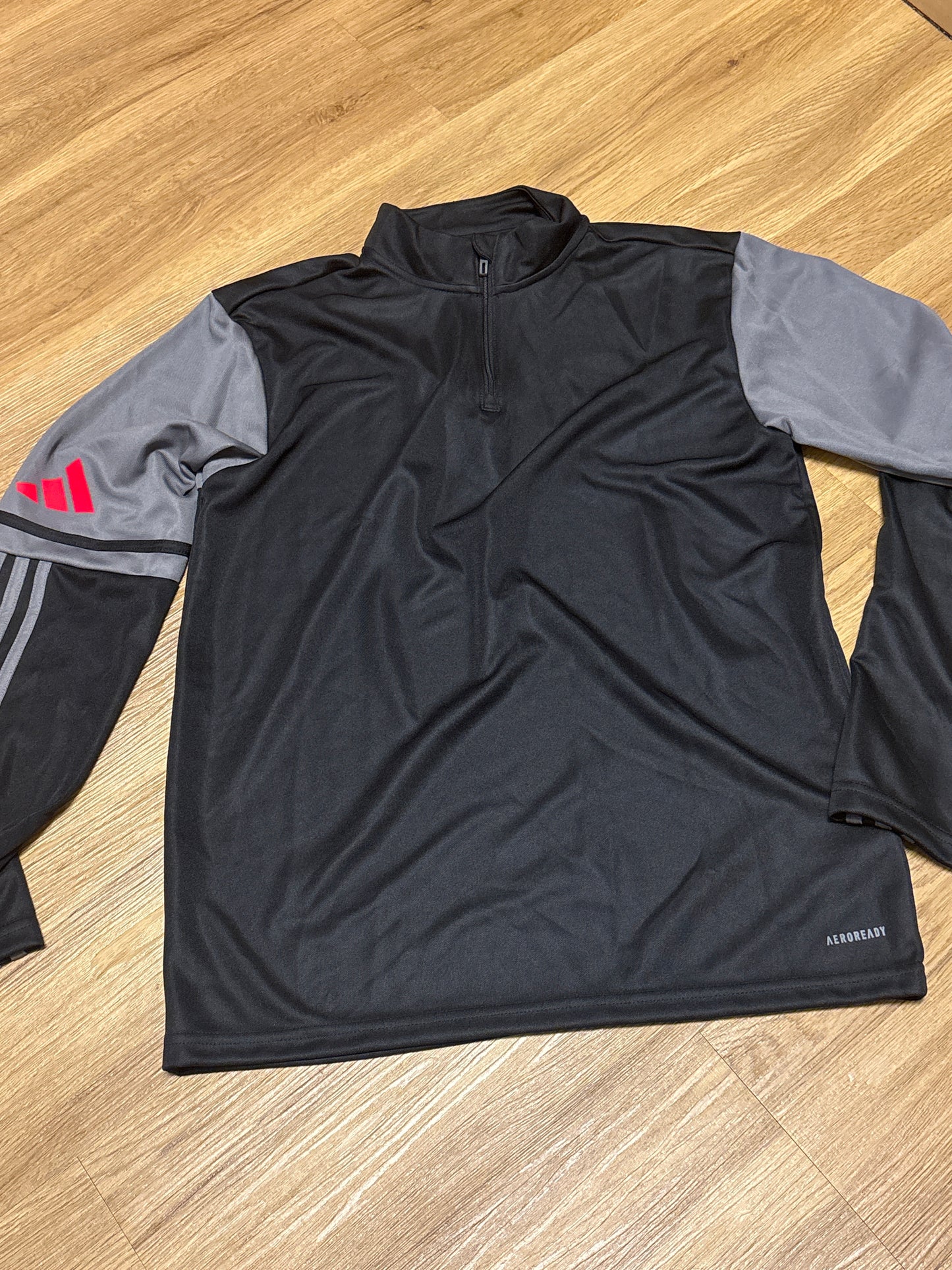 Adidas Sportzipper 1/4 in grau/schwarz/rot, Größe S
