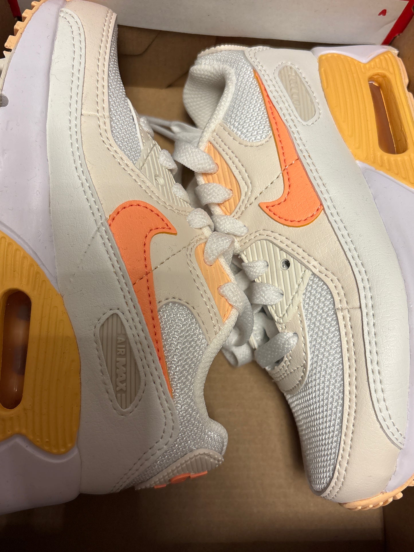 Nike Air Max 90 Kinder Mesh in weiss/orange,Grösse 28
