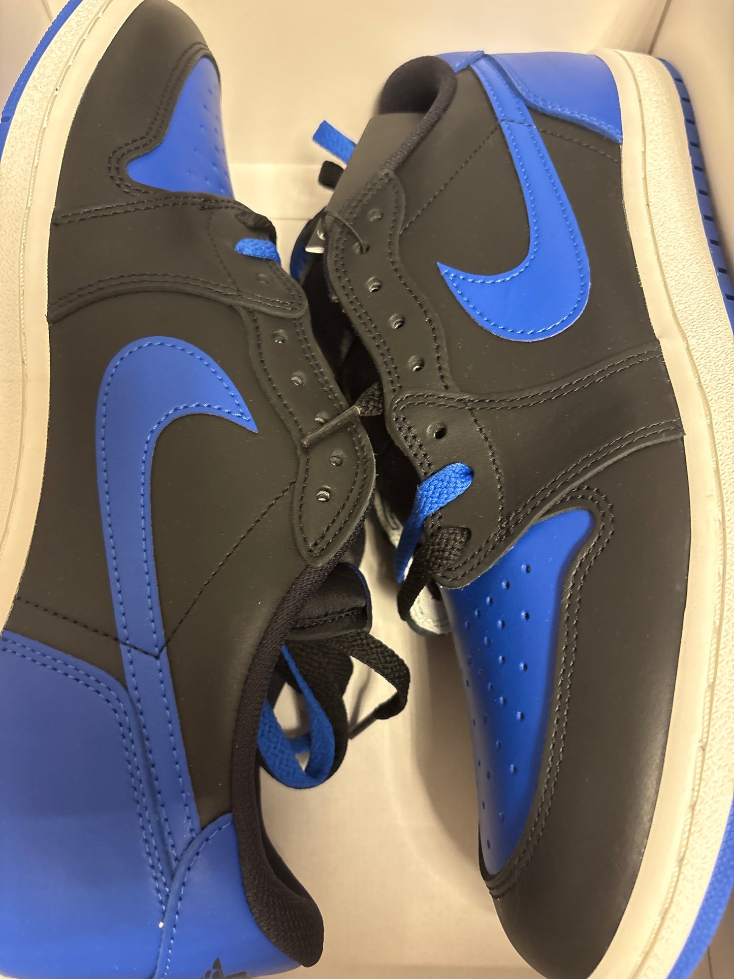 Air Jordan 1 Retro low, weiss/blau/schwarz, Größe wählbar