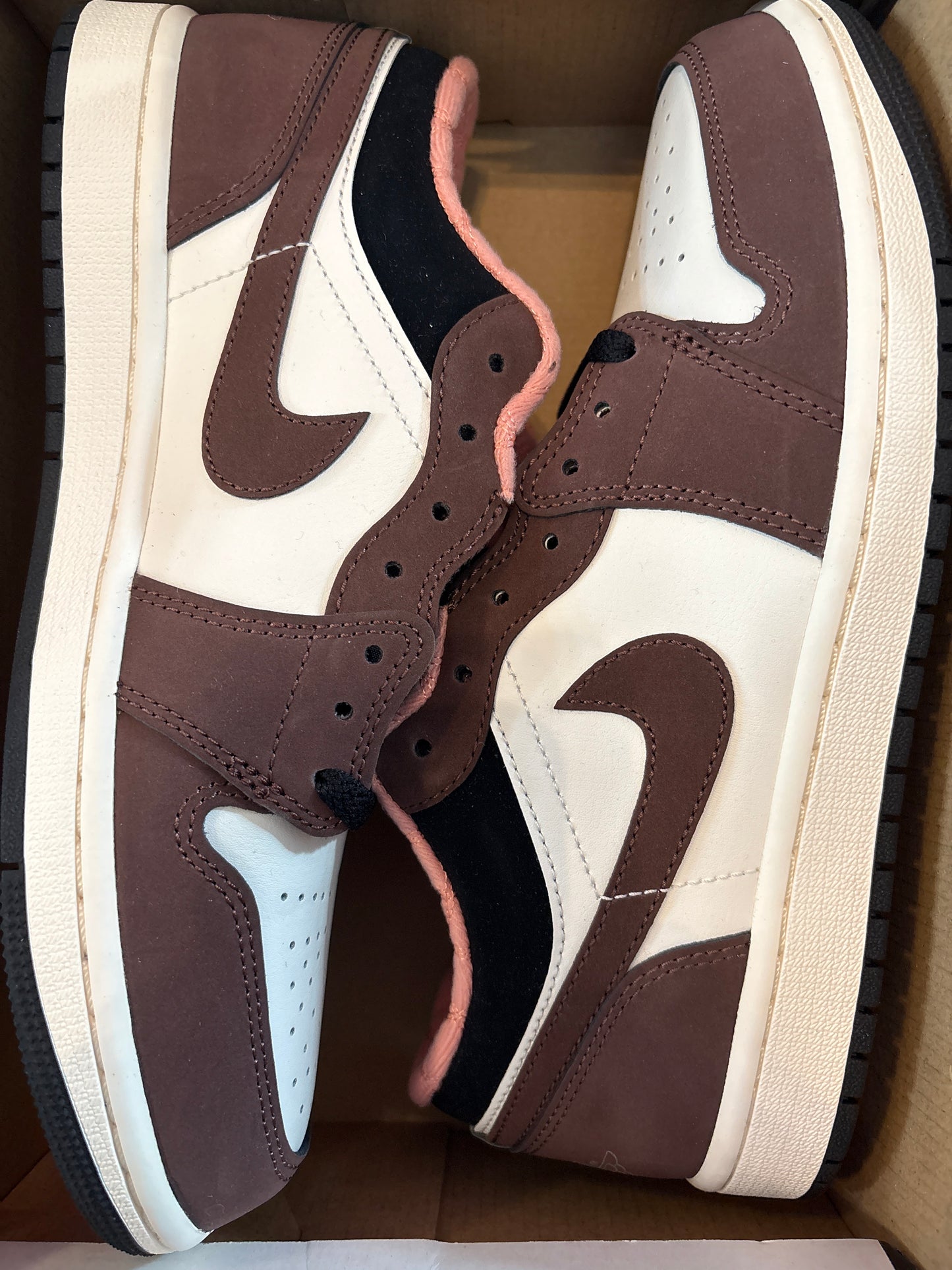 Air Jordan 1 low weiss/braun/schwarz, Größe wählbar