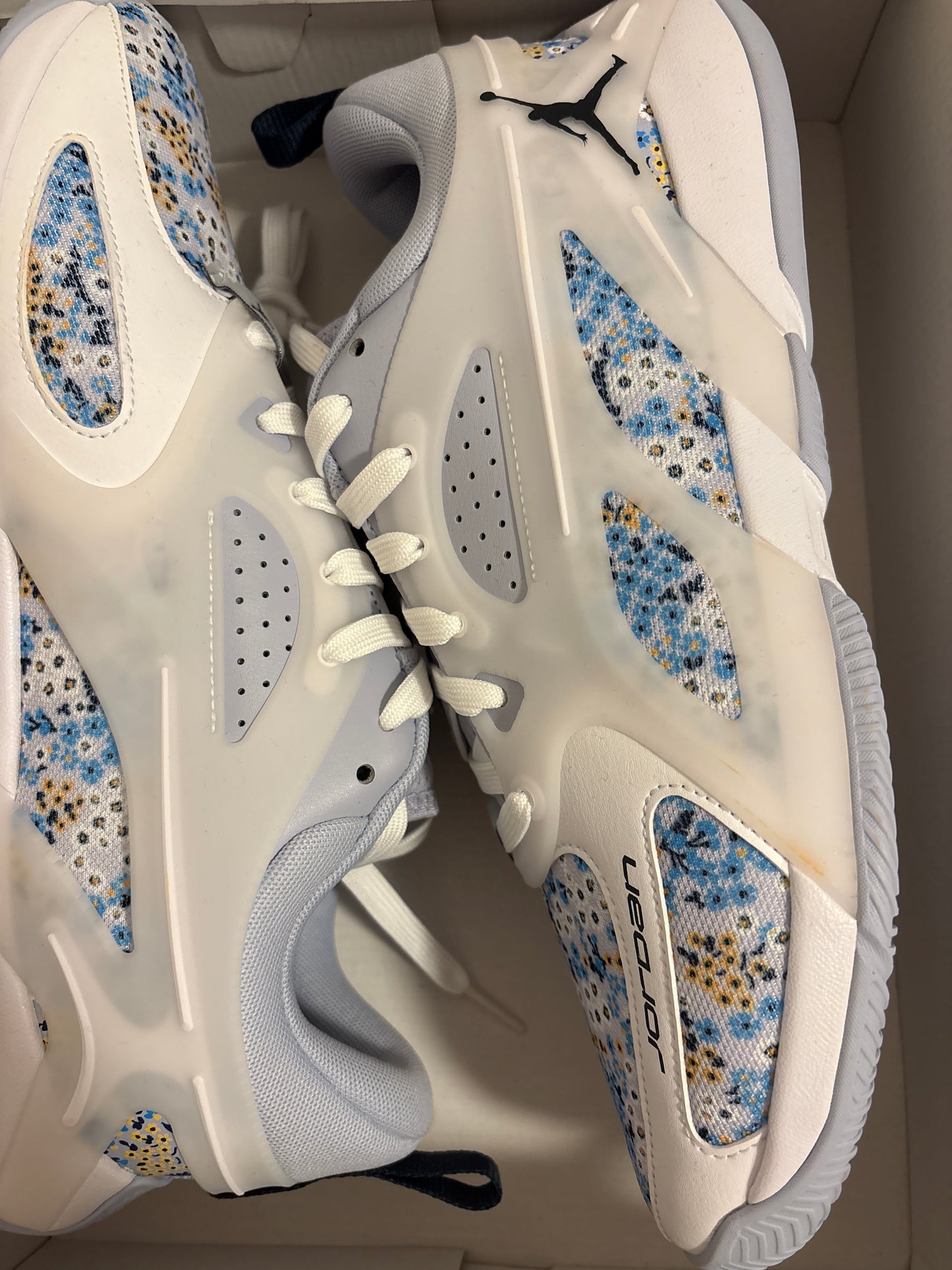 Nike Jordan Heir,weiss/blau Muster, Größe 45,5