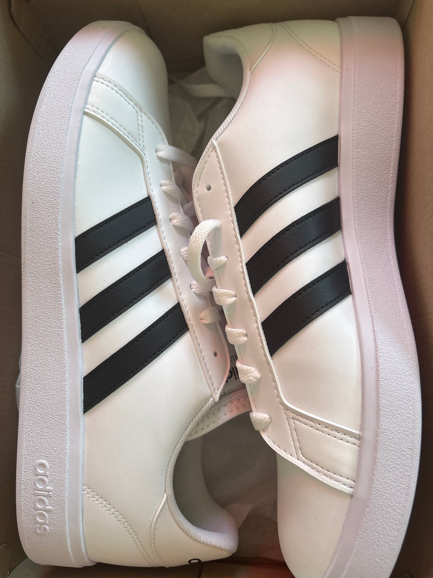 Adidas Grand Court Base 2.0, schwarz/weiss, Größe 44