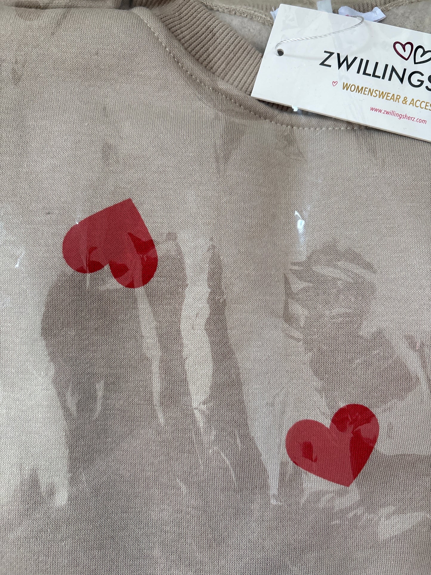 Pulli Zwillingsherz Größe L Herzen