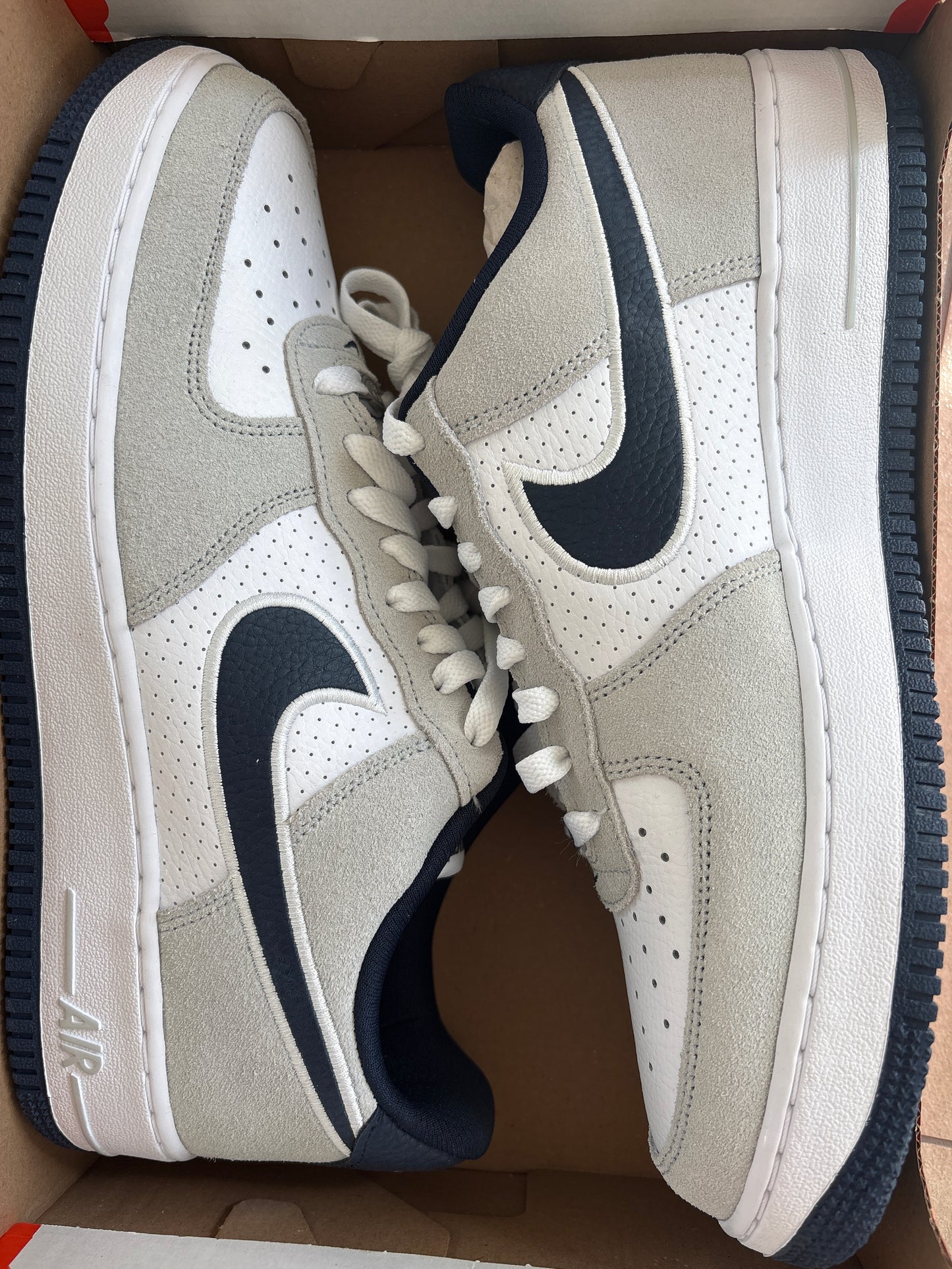 Nike Air Force 1 grau/weiss/blau, Größe wählbar