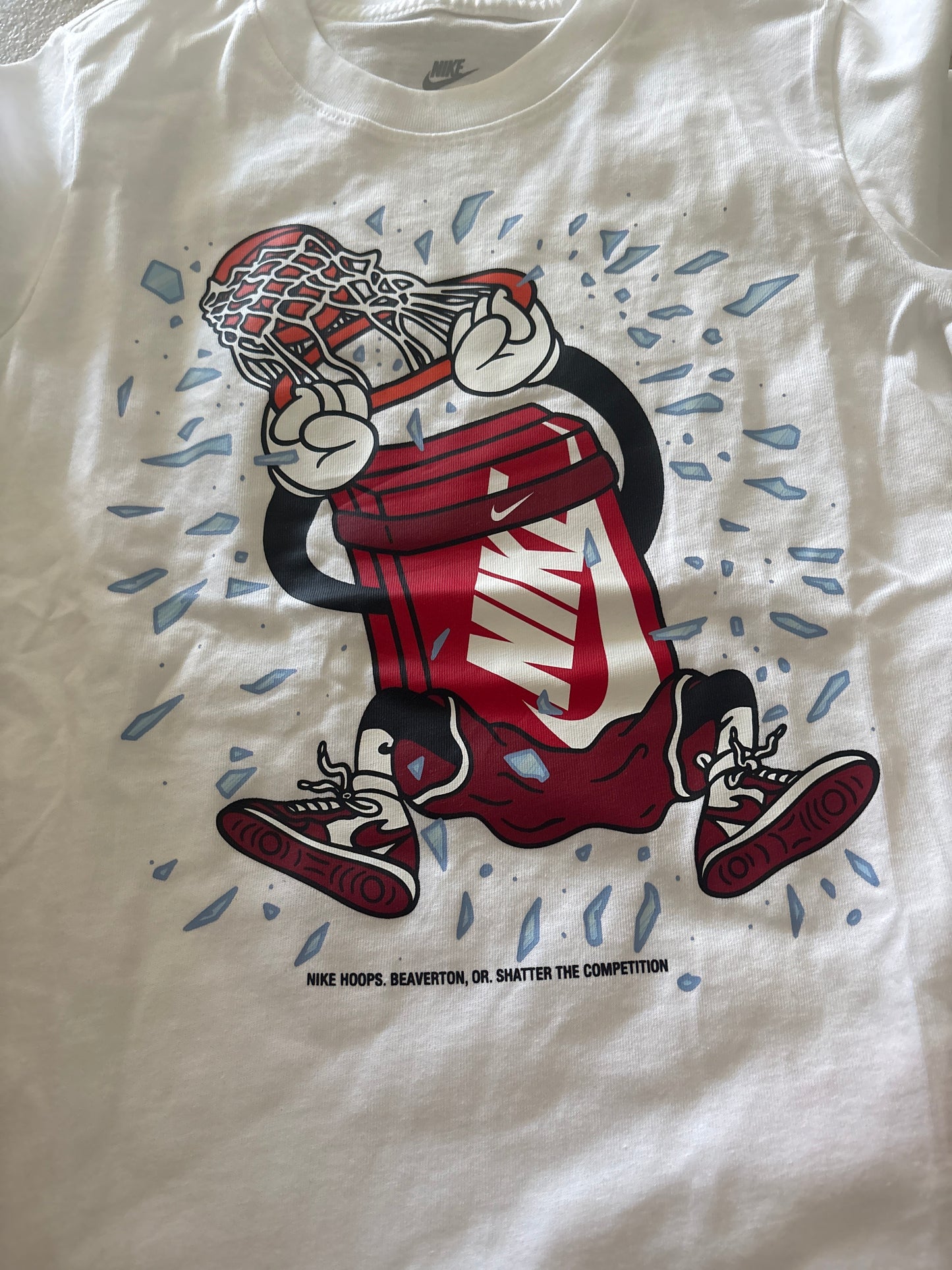 Nike Kinder Shirt , Größe Kinder S in weiss/Muster