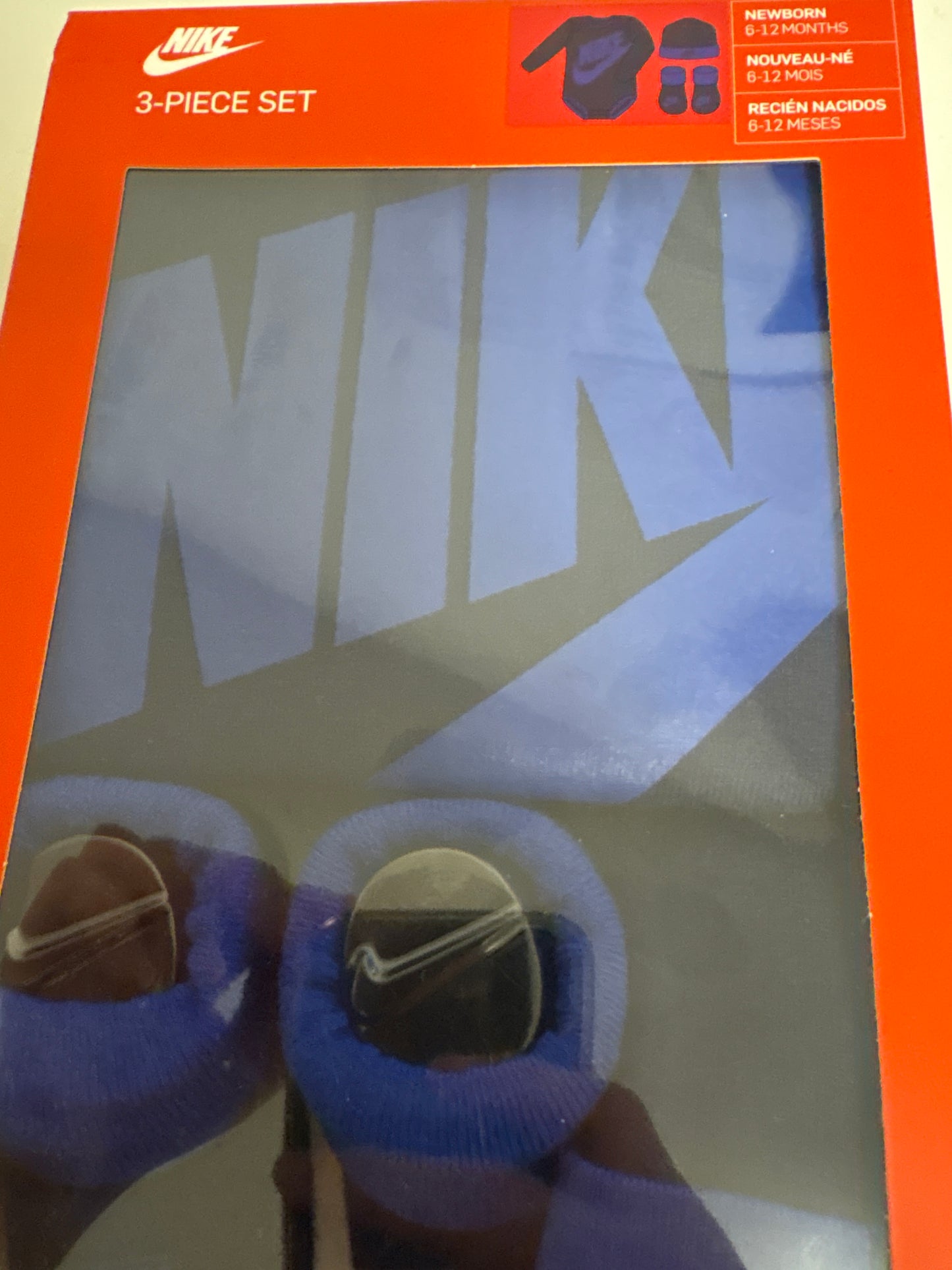 Nike 3er Set für Neugeborene, 6-12 Monate in blau/schwarz