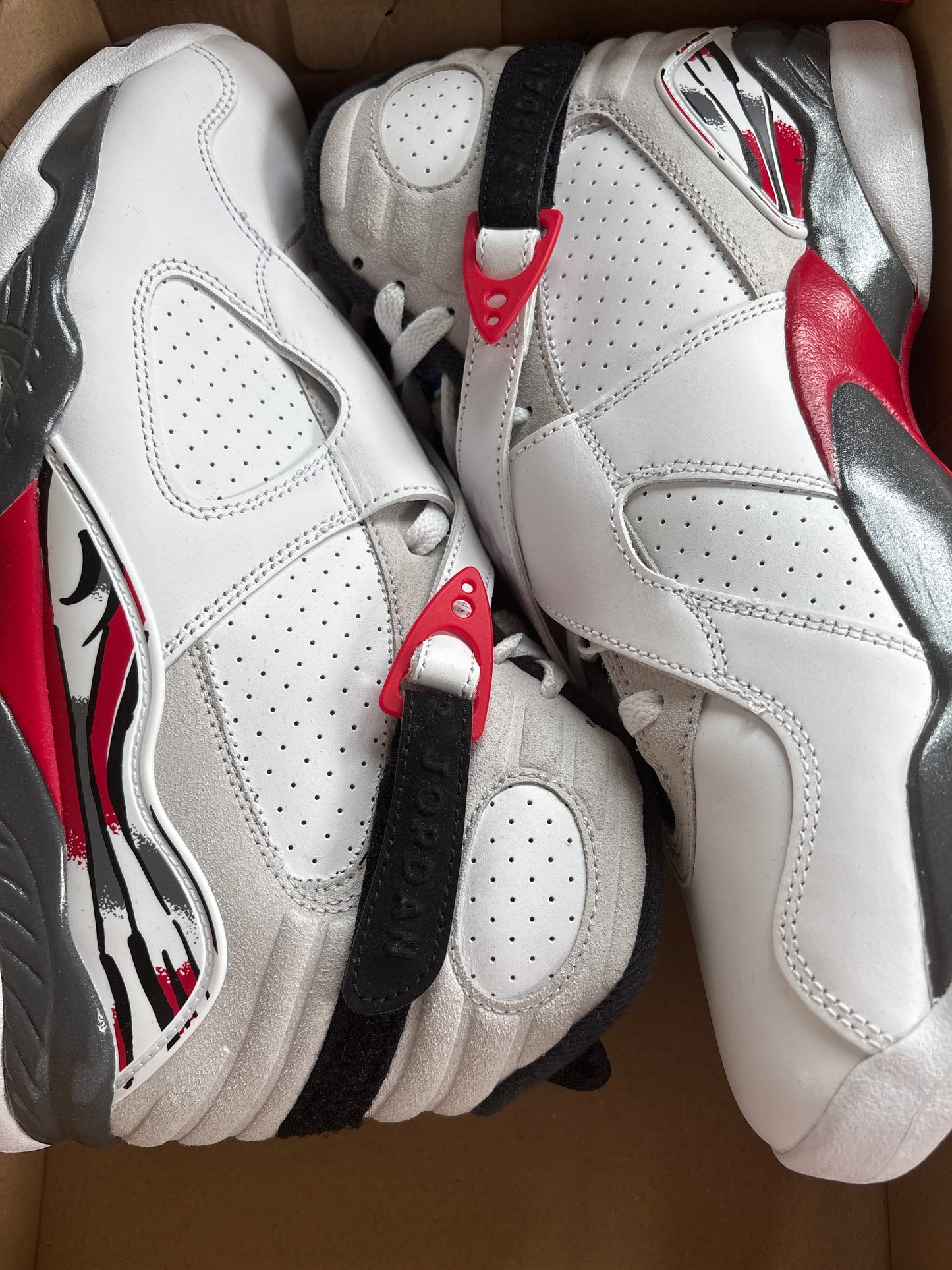 Air Jordan 8 Retro, weiss/rot/schwarz, Größe wählbar
