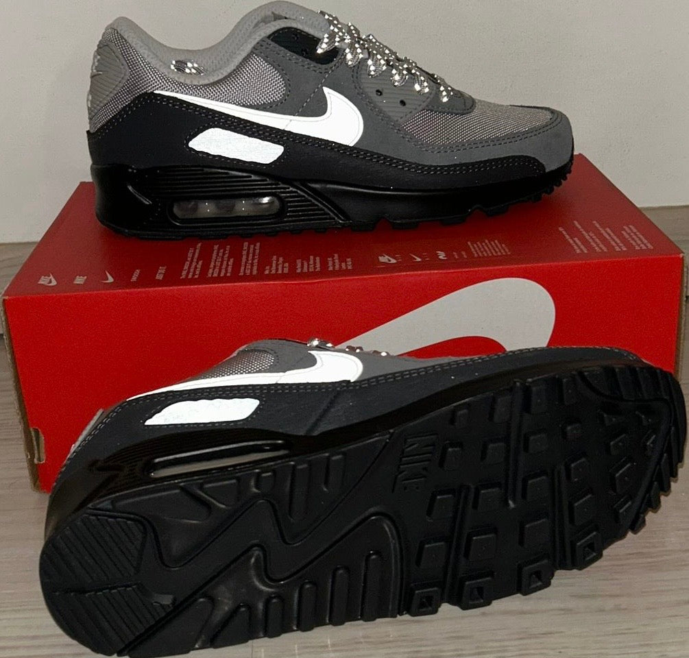 Nike Air Max 90, grau/weiss/schwarz in Größe wählbar