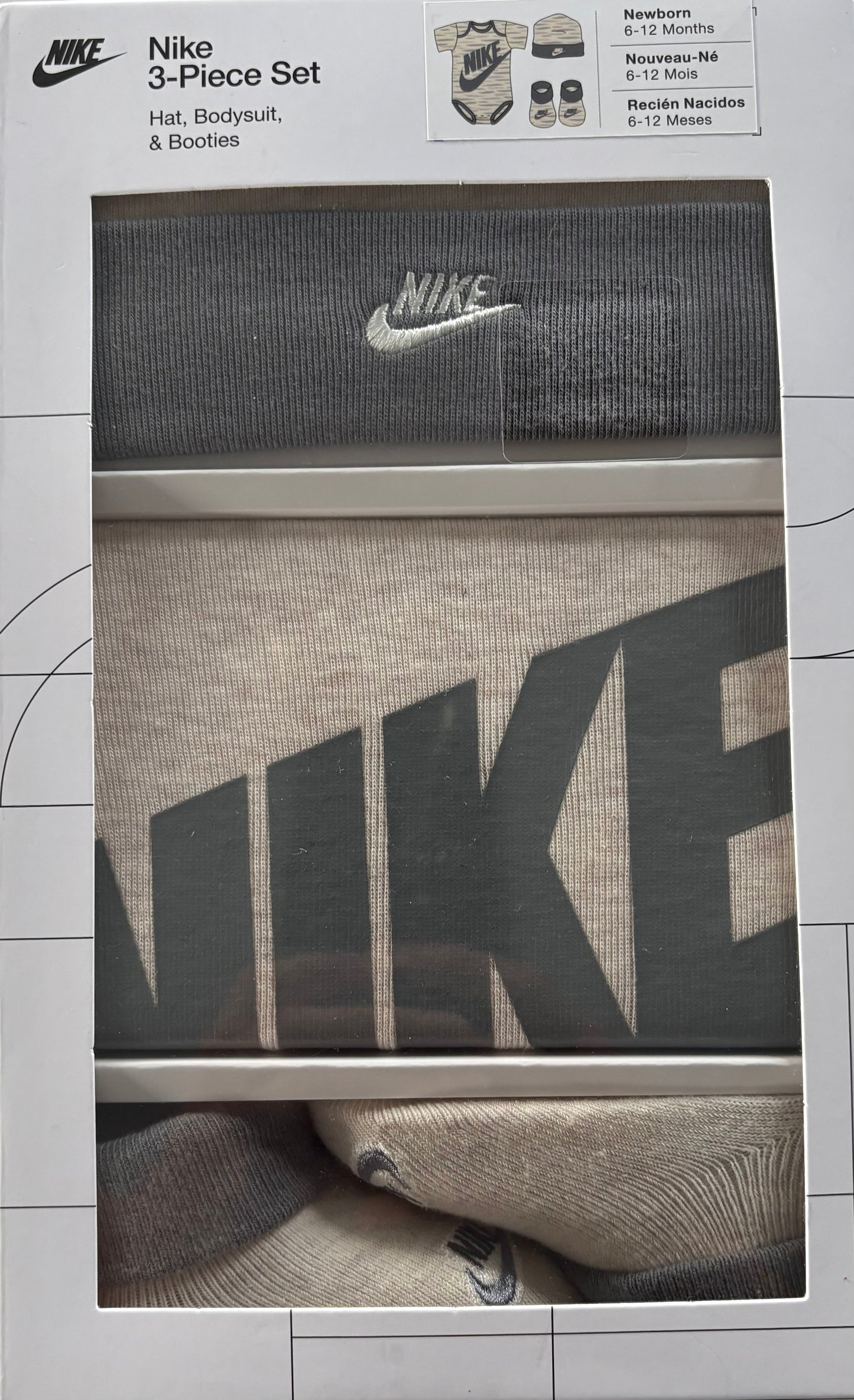 Nike 3er Set für Neugeborene, Größe wählbar in beige/grün