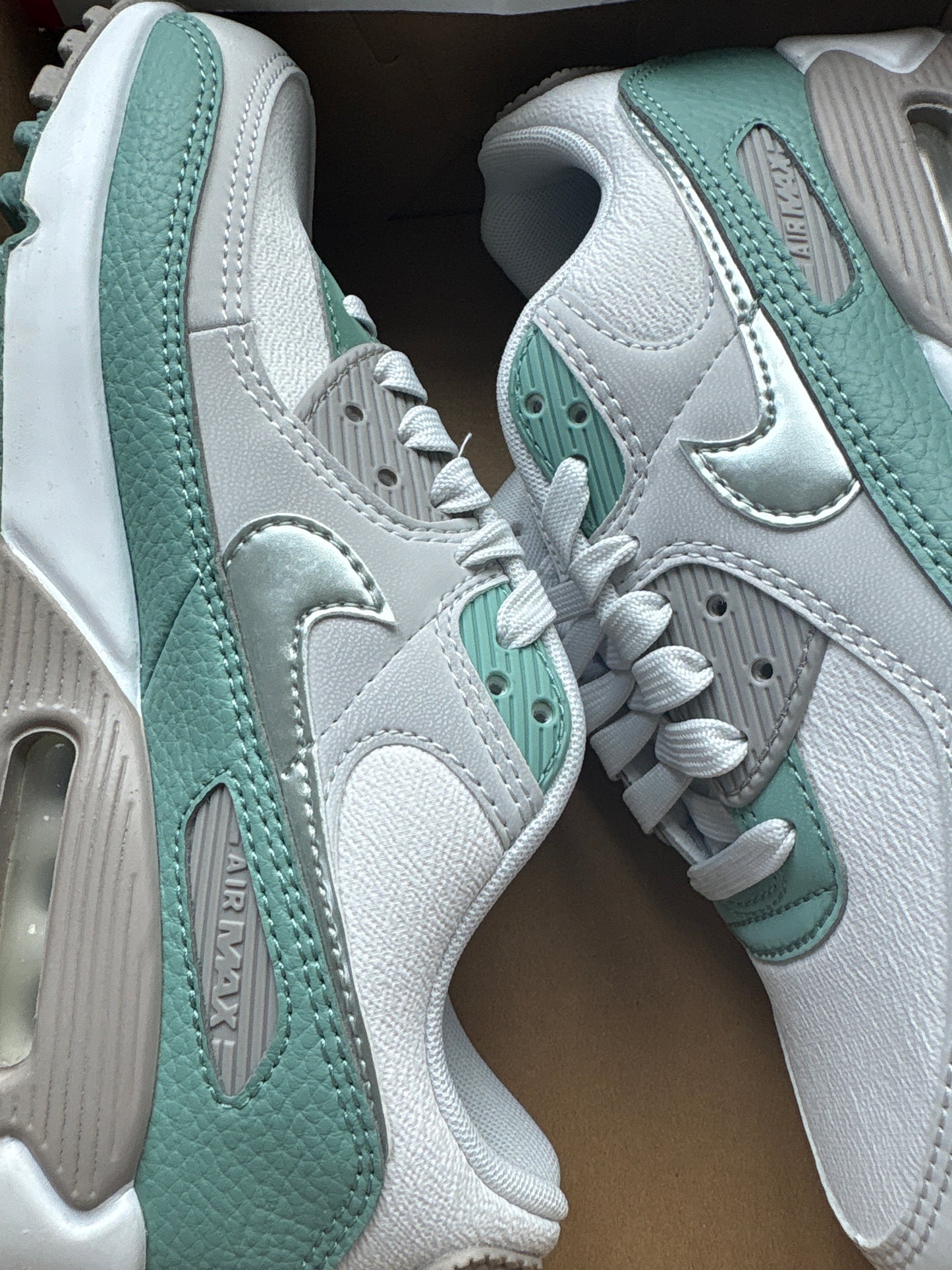 Nike Air Max 90 in weiss/türkis/silber, Größe wählbar