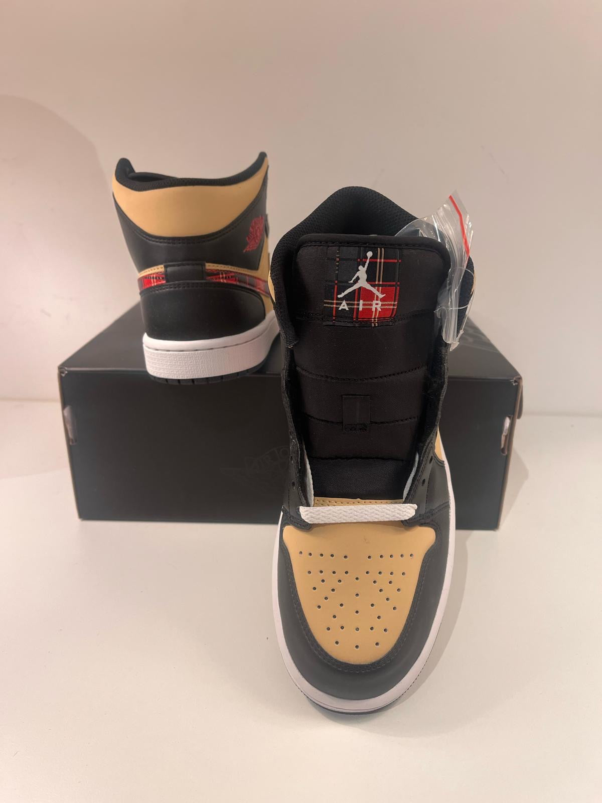 Nike Air Jordan 1 MID, schwarz/creme/kariert, Größe wählbar