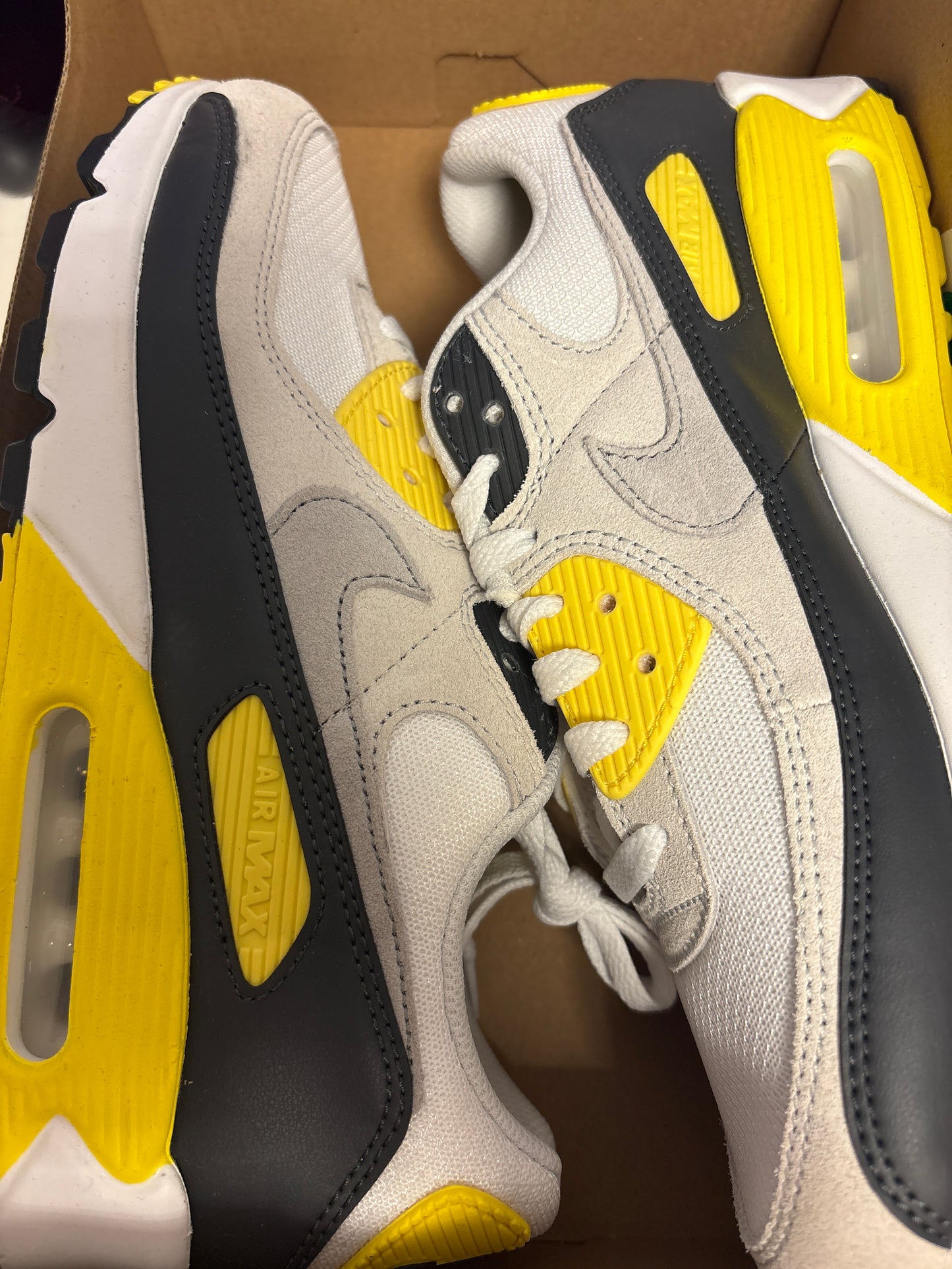 Nike Air Max 90 weiss/grau/gelb, Größe 42