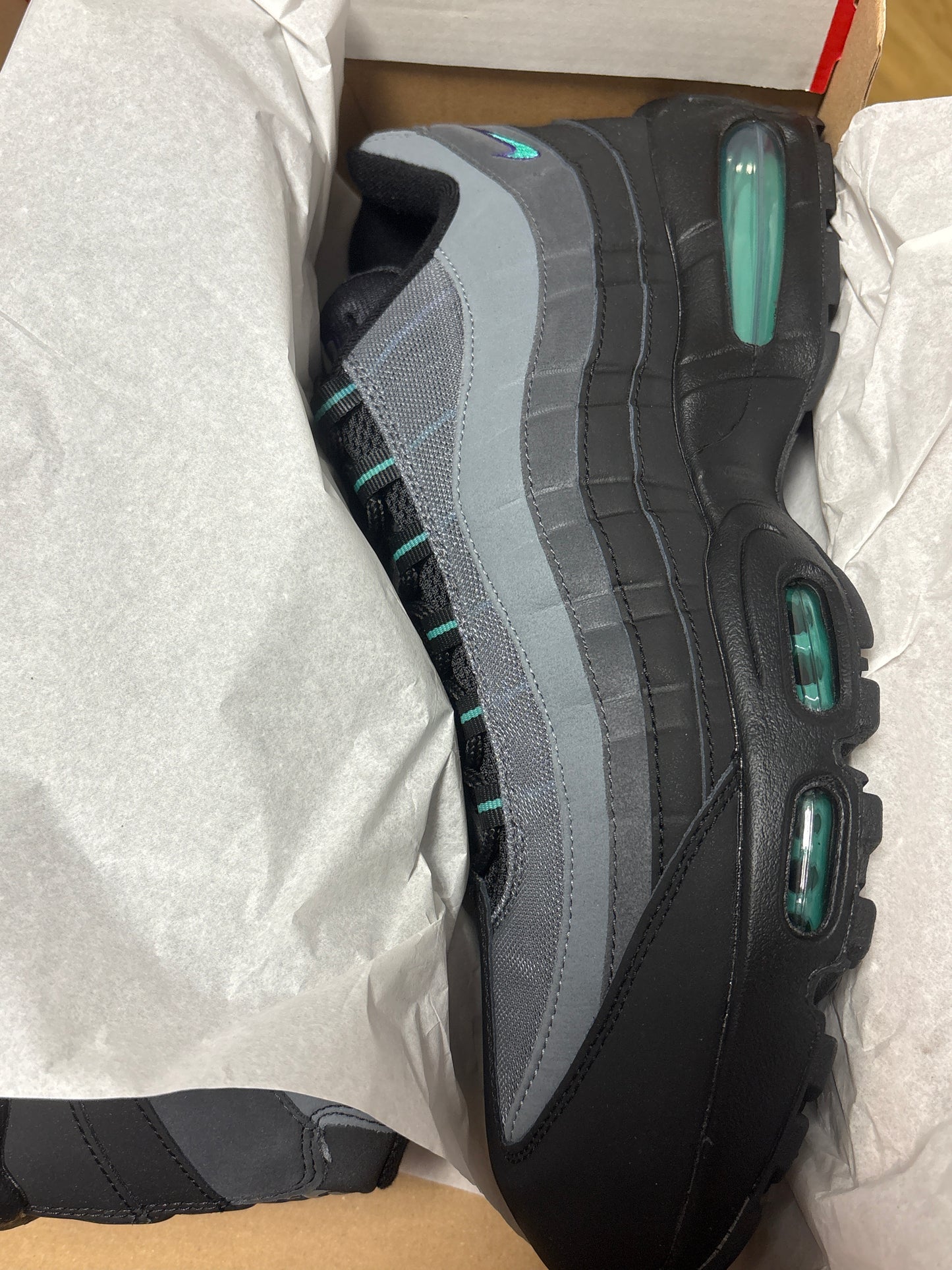 Nike Air Max 95 Big Bubble in schwarz/grau/türkis, Größe 48,5