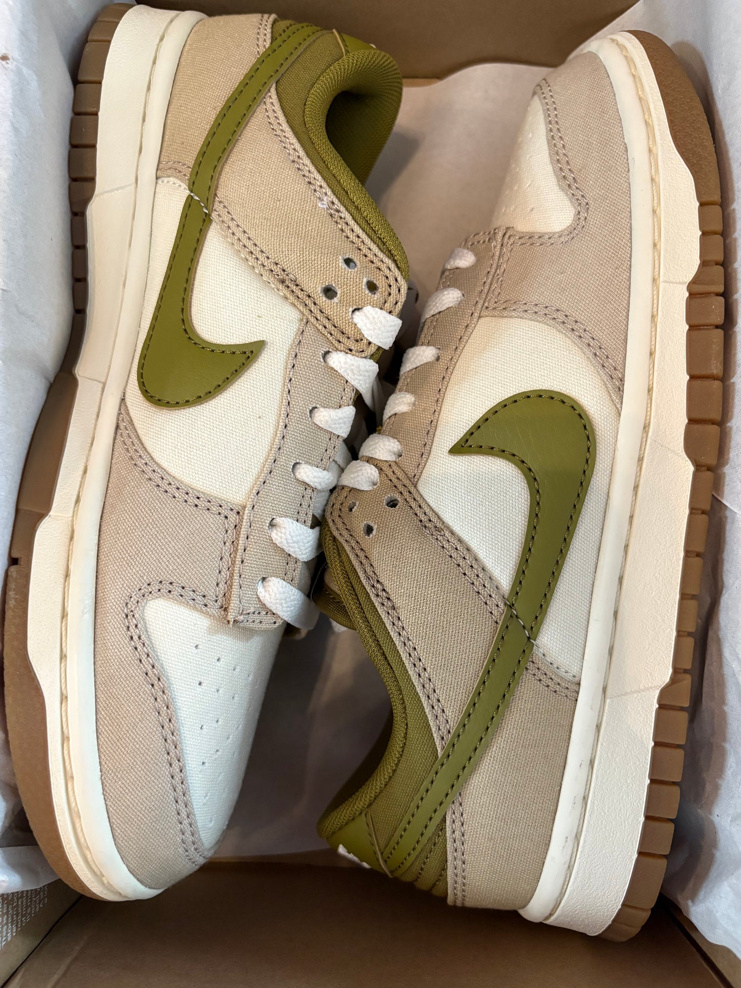 Nike Dunk low weiss/beige/grün, Größe wählbar