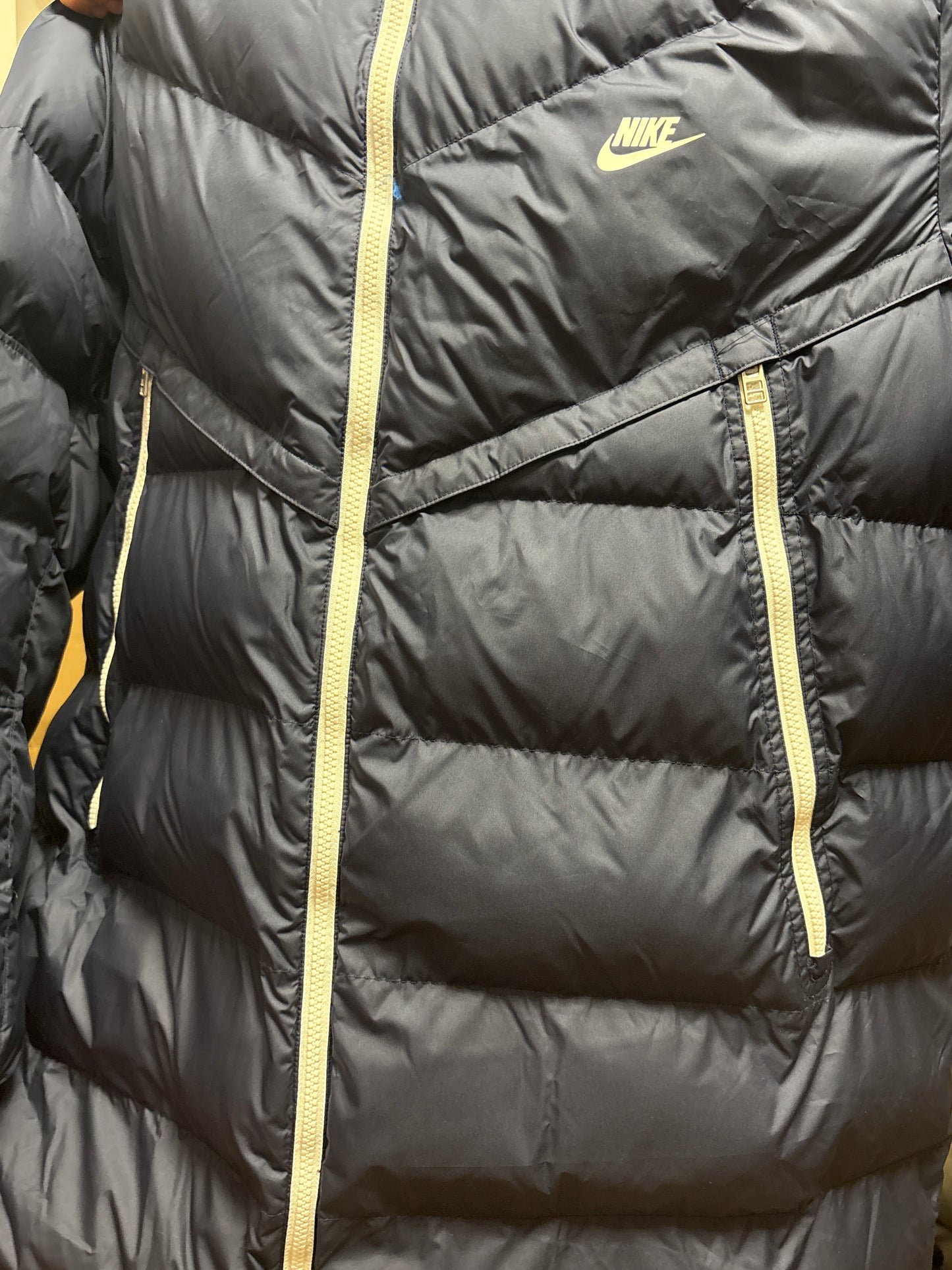 Nike Damen Wintermantel in dunkelblau/weiß, Größe XXL