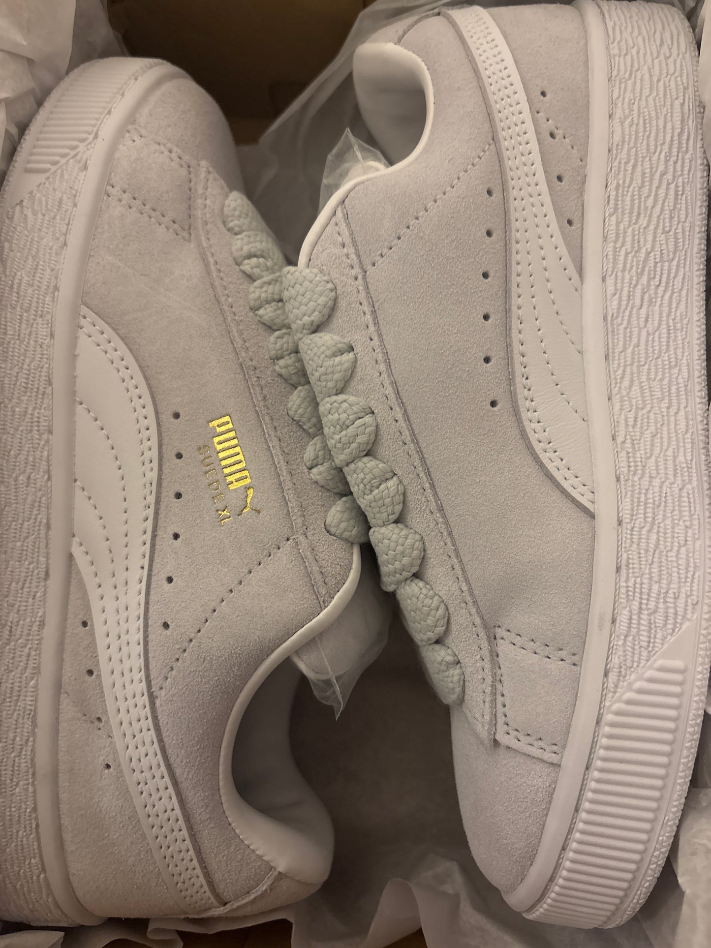 Puma Suede XL, hellgrau/weiss, Größe 39