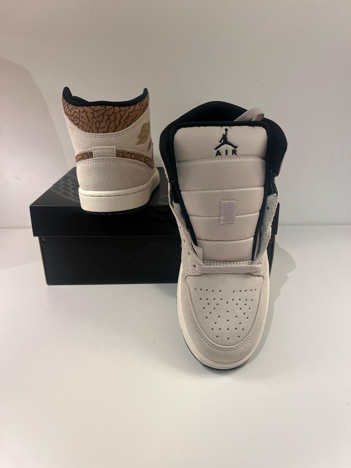 Nike Air Jordan 1 MID, grau/braun/Muster, Größe wählbar