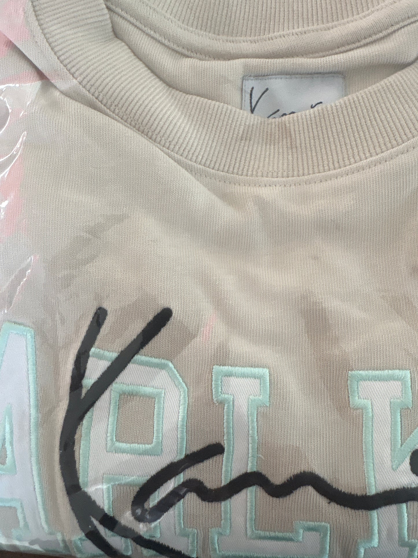 Karl Kani Shirt, Größe XL, beige/türkis/weiss/schwarz