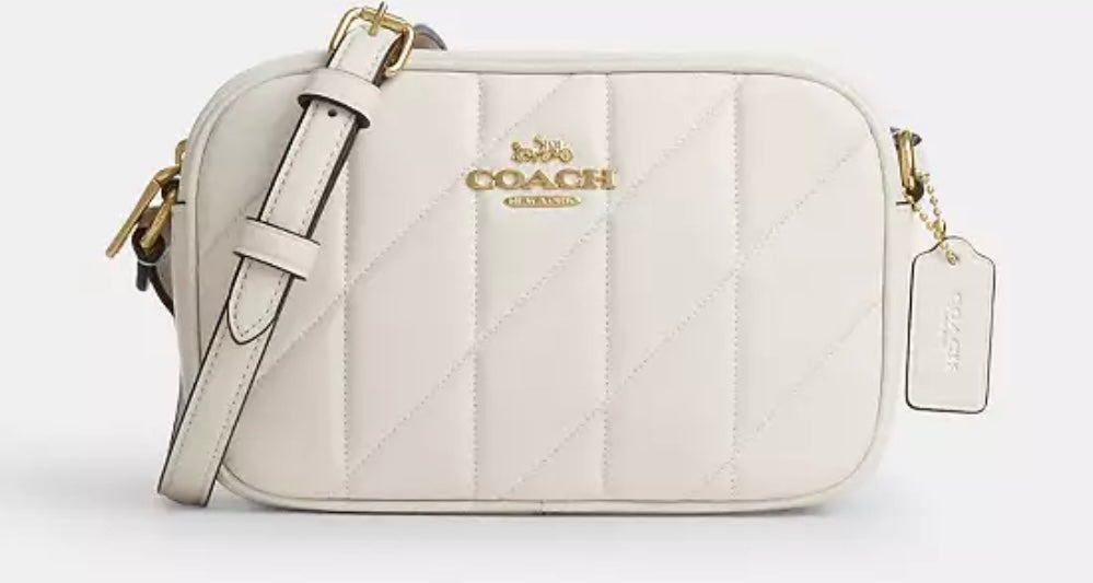 Coach Tasche Jamie Mini Kameratasche mit Steppung, in Gold/Kreide