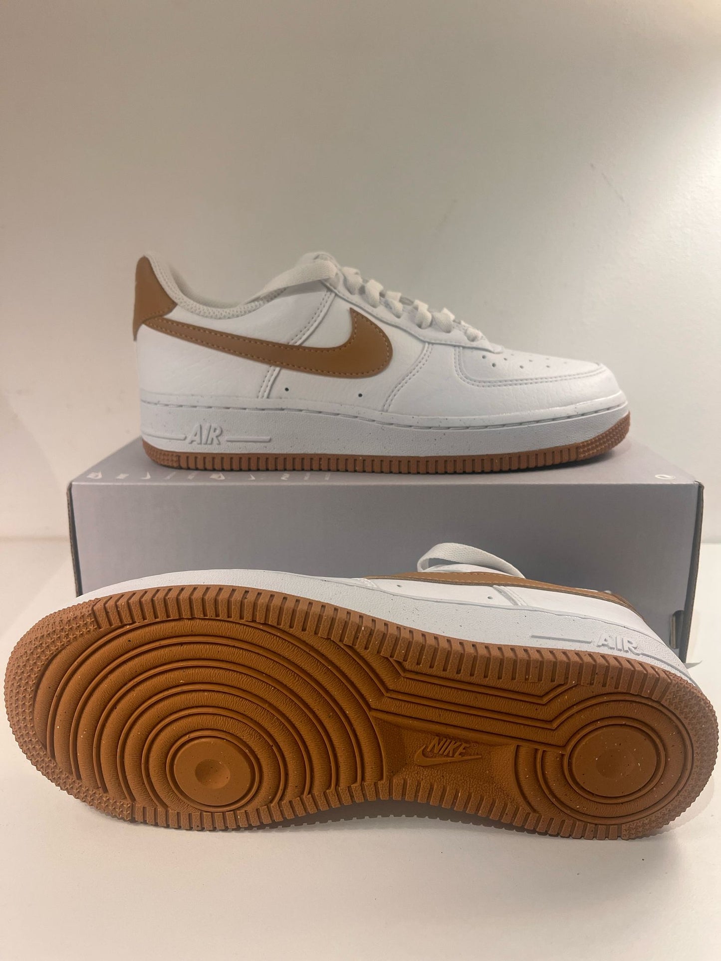Nike Airforce 1 weiss/braun in Größe wählbar