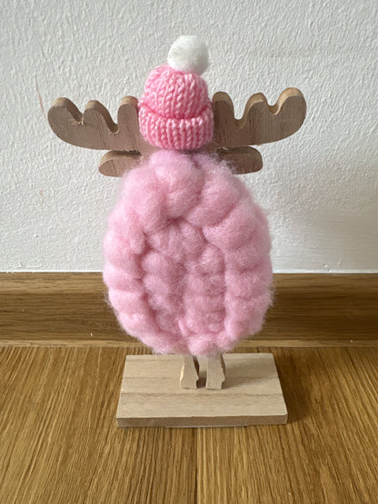 Deko Schaf mit Mütze in rosa