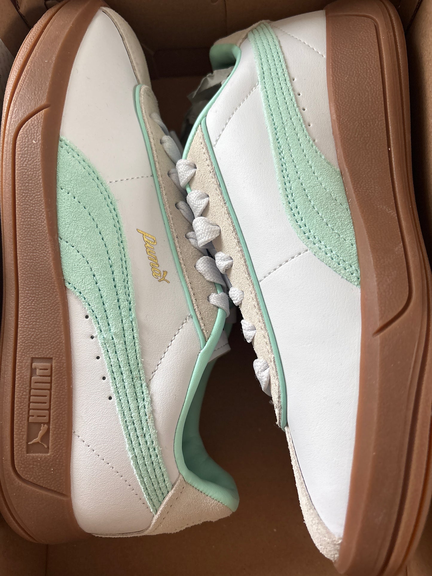 Puma Club Klassika, weiss/mint/braun, Größe wählbar