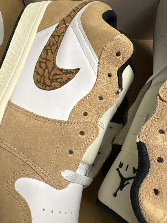 Nike Air Jordan 1 Low, weiss/braun/muster, Größe 49,5