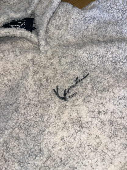 Karl Kani Plüsch Hoodie in creme/schwarz, Größe wählbar