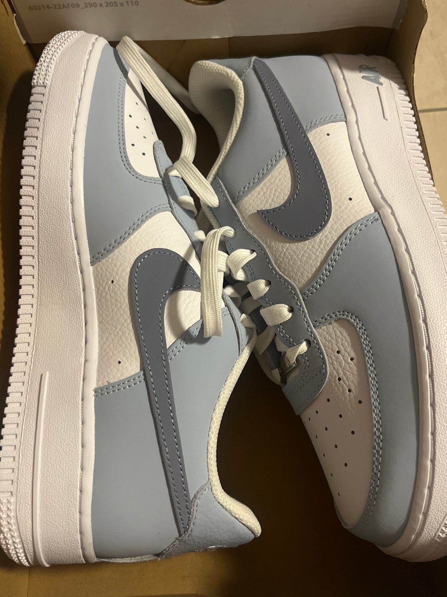 Nike Air Force 1 weiß/blautönen, Größe 39