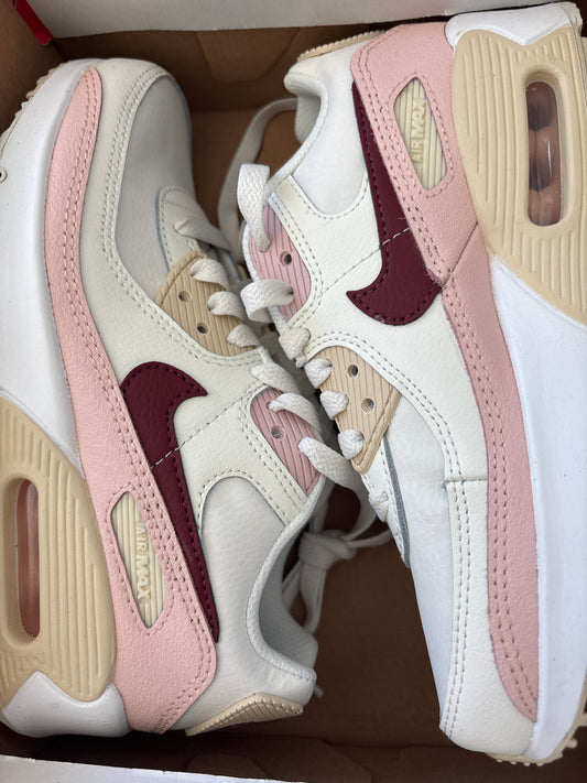 Nike Airmax 90 weiss/creme/weinrot/rosa, Gr. 33,5