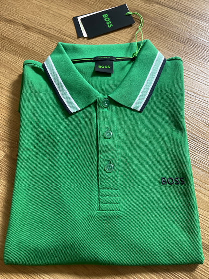 Boss Polo Shirt in grün/schwarz/weiß, Größe XL