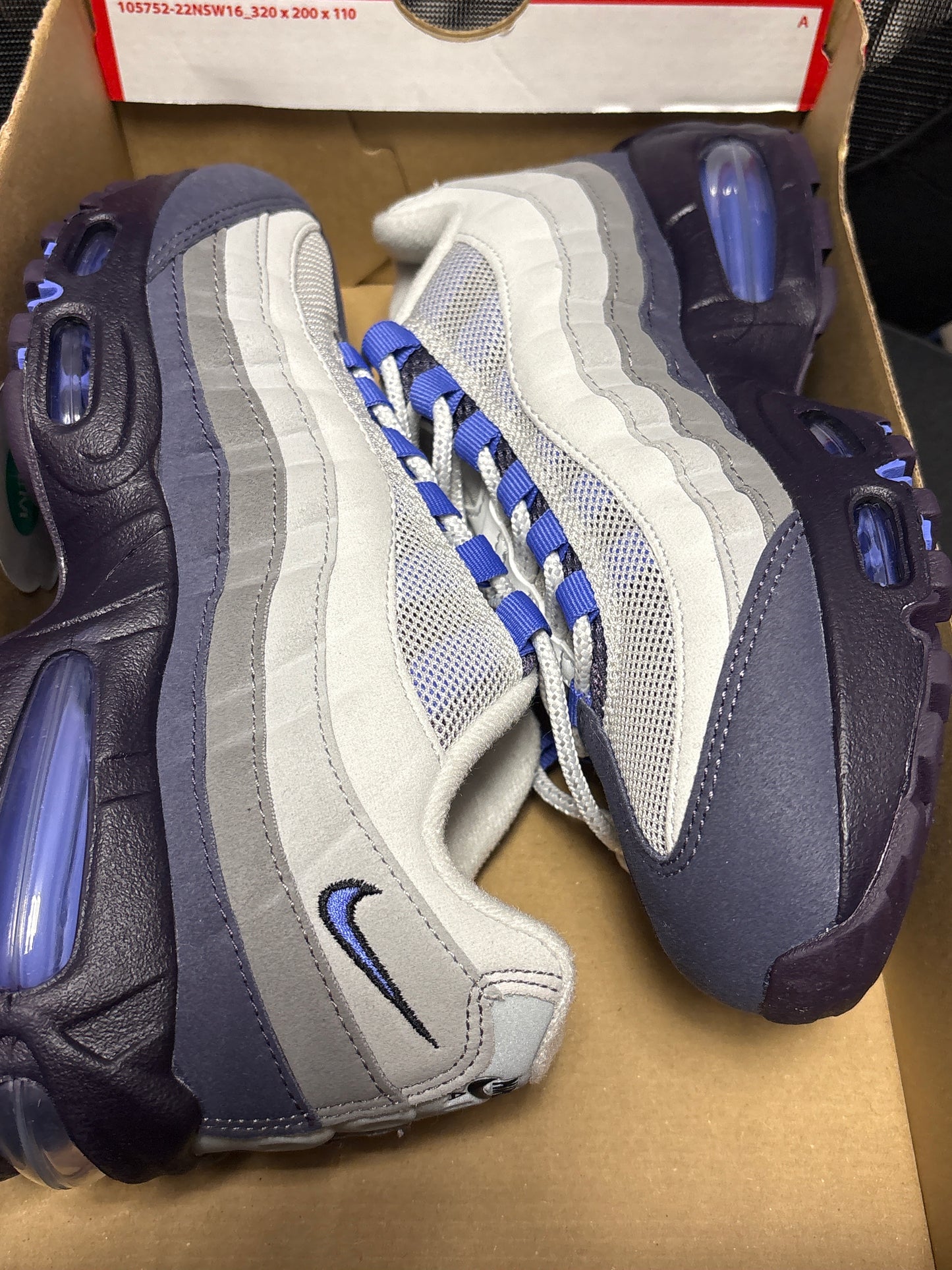 Nike Air Max 95 Big Bubble in grau/violett/weiß, Größe 38,5