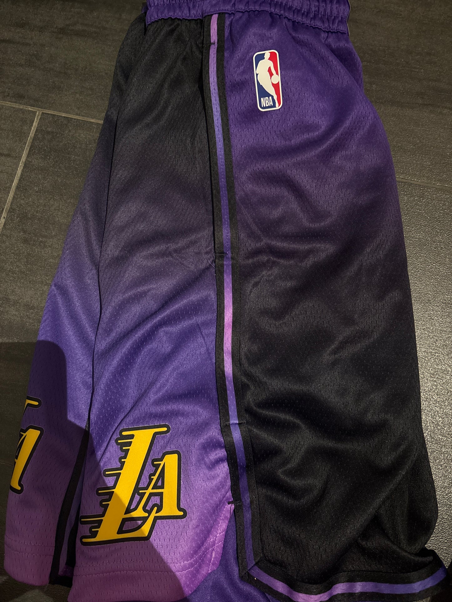 Nike kurze NBA Hose Los Angeles Lakers, schwarz/lila, Größe wählbar