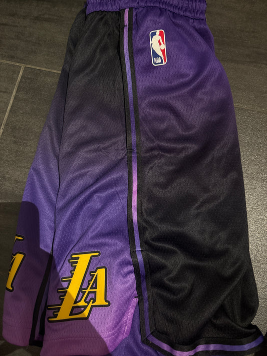 Nike kurze NBA Hose Los Angeles Lakers, schwarz/lila, Größe wählbar