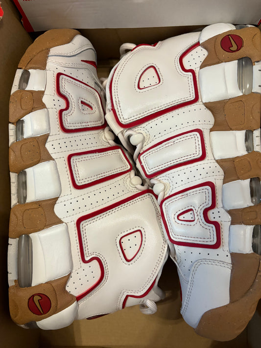Nike Air More Uptempo weiss/rot/braun, Grösse 42,5