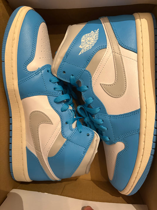 Air Jordan 1 MID weiss/grau/hellblau, Größe wählbar