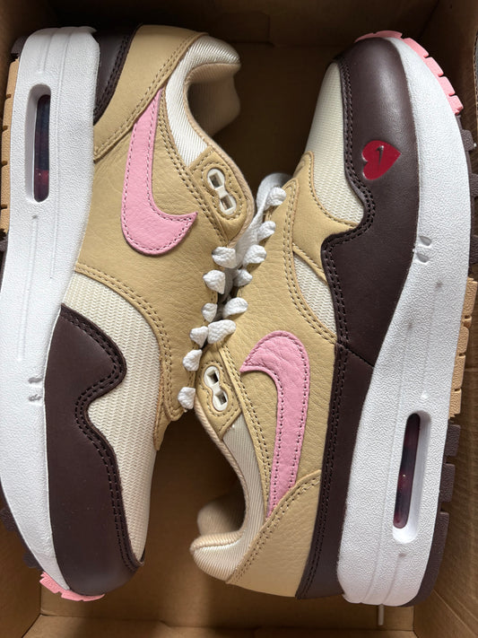 Nike Airmax 1 in dunkelbraun/hellbraun/rosa, Gr. 38