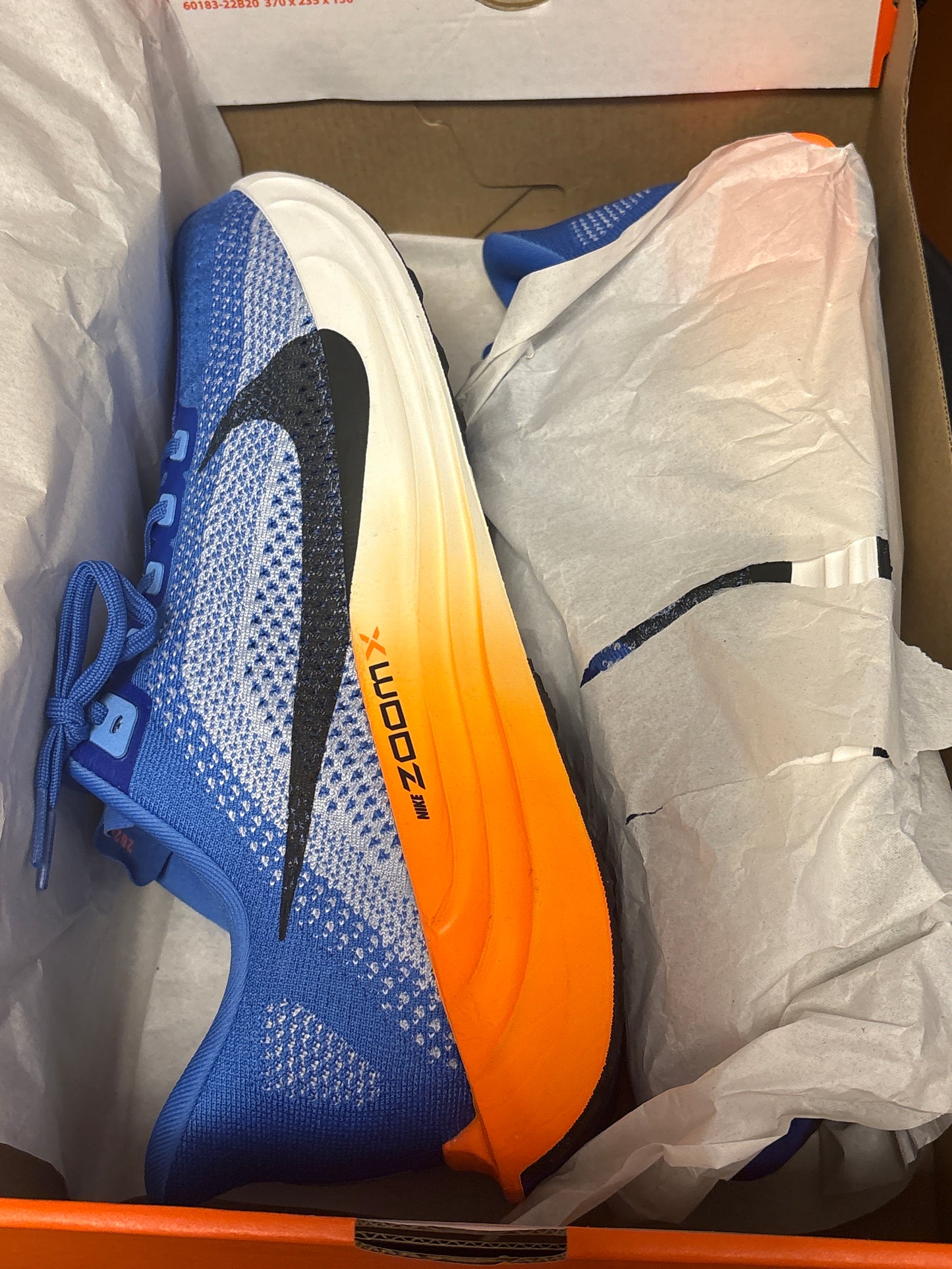 Nike Pegasus Plus in blau/weiß/orange, Größe 47,5