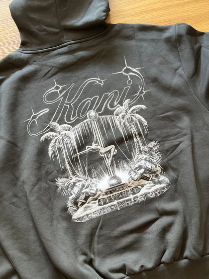 Karl Kani Hoodie dunkelgrau ohne Kordelzug mit Backprint, Größe L