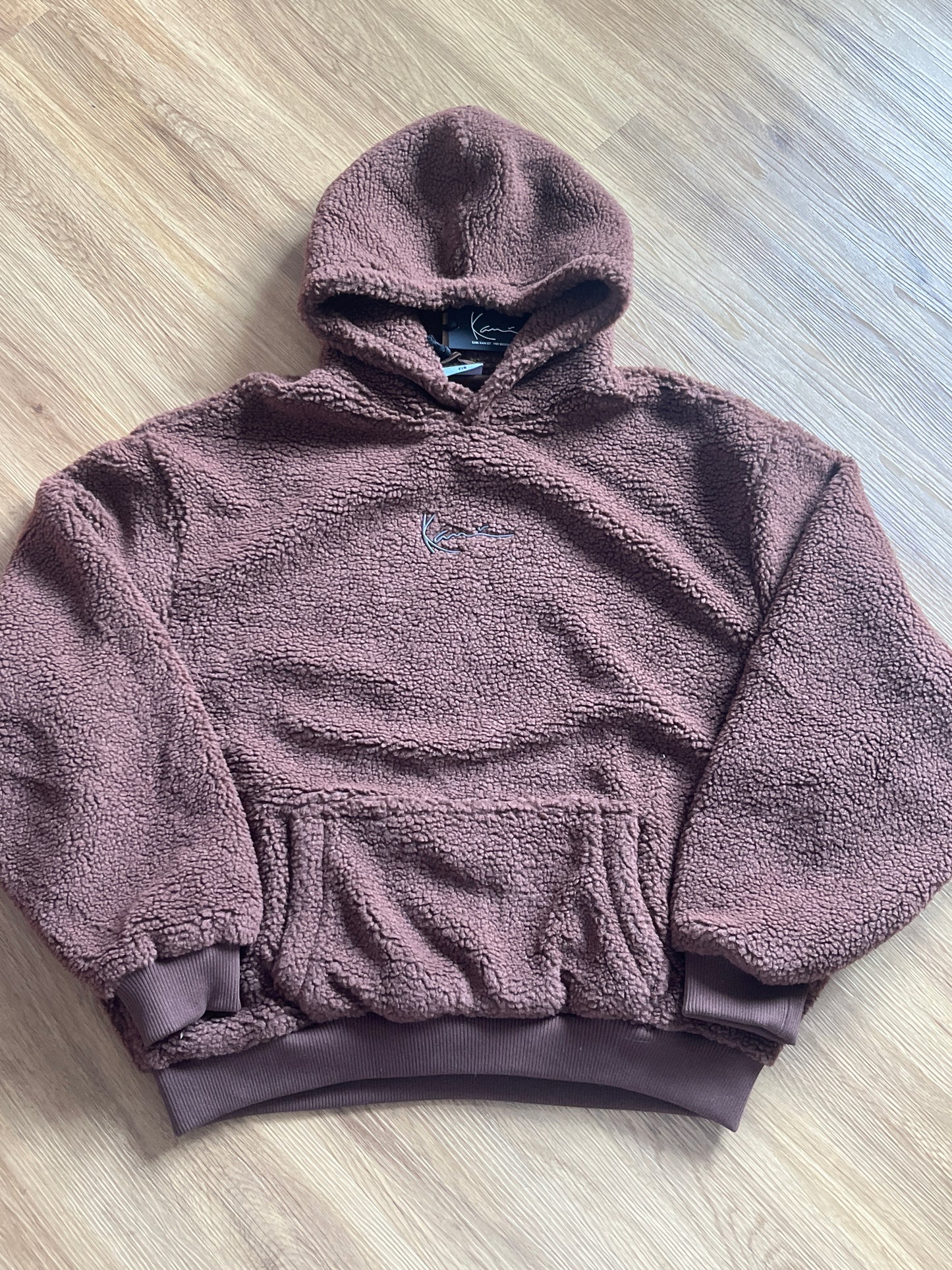 Karl Kani Plüsch Hoodie in dunkelbraun, Größe XL