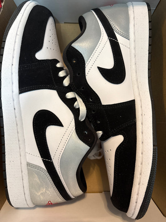 Nike Air Jordan 1 low, weiss/schwarz/silber, Größe wählbar