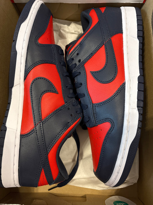 Nike Dunk low dunkelblau/rot, Größe 44