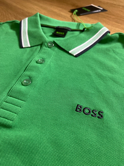 Boss Polo Shirt in grün/schwarz/weiß, Größe XL