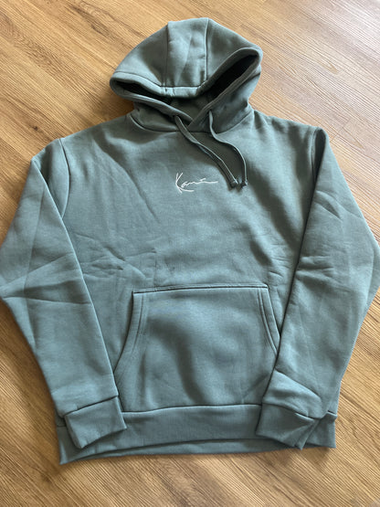 Karl Kani Hoodie in pastellgrün mit Schnüren, Größe M