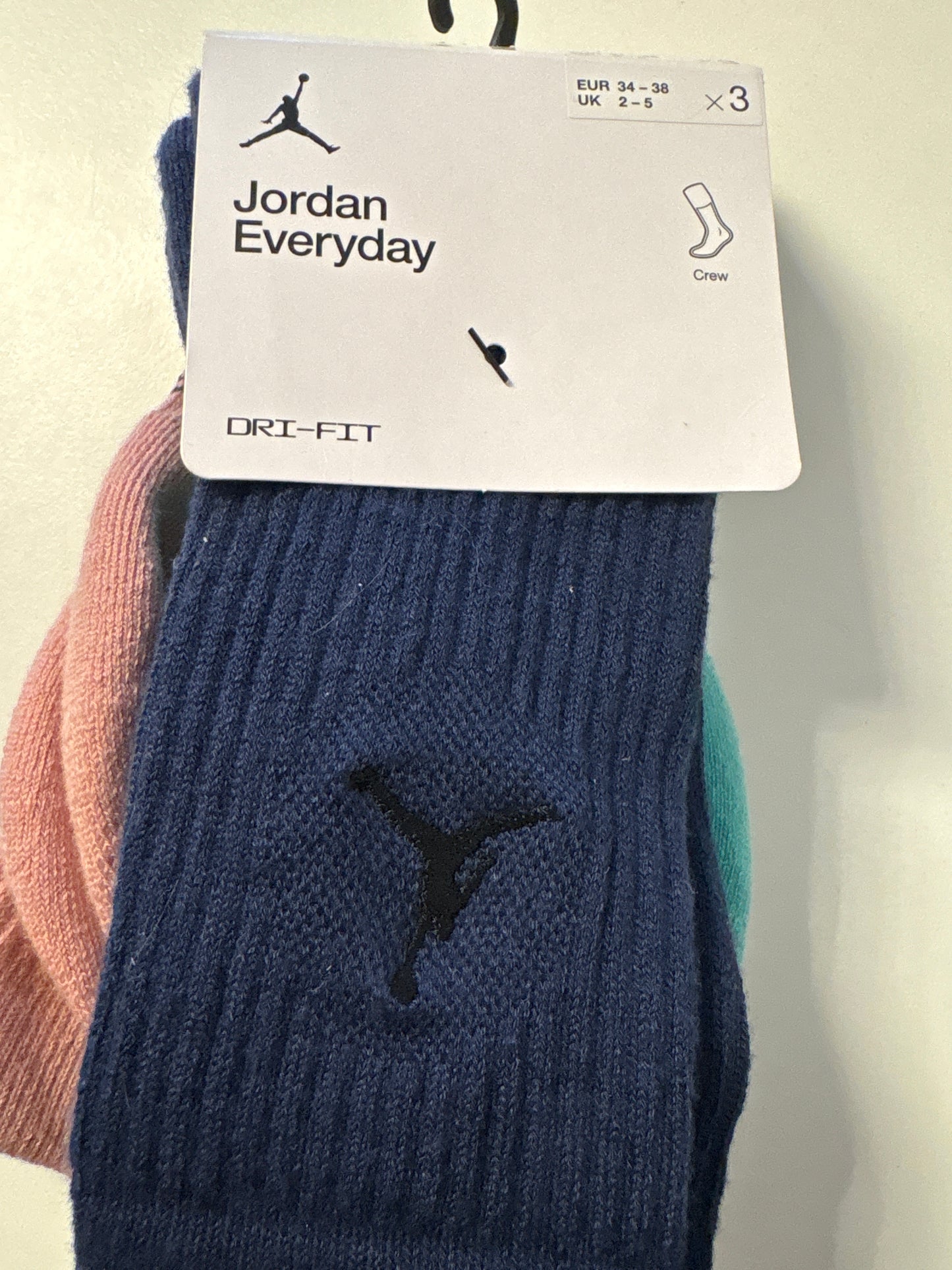Nike Jordan Socken, 3er Pack in dunkelblau/türkis/rosa, Größe 38-42