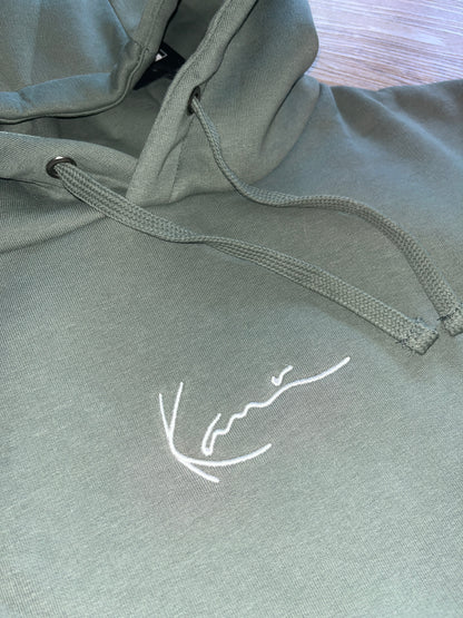 Karl Kani Hoodie in pastellgrün mit Schnüren, Größe M