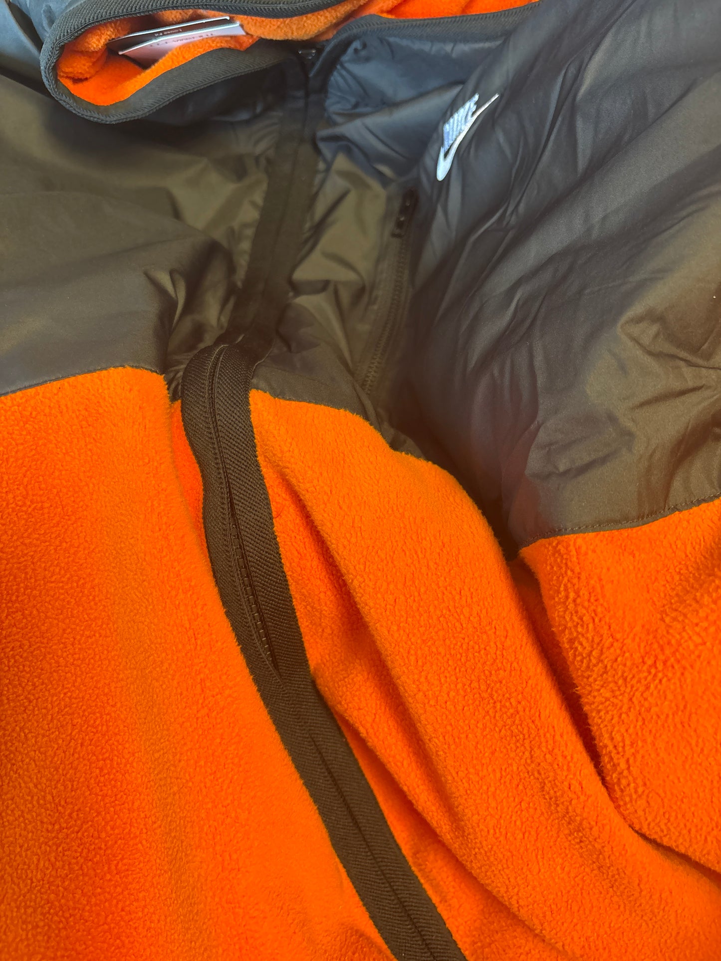 Nike Jacke Teddy/glatt, schwarz/orange, Größe wählbar