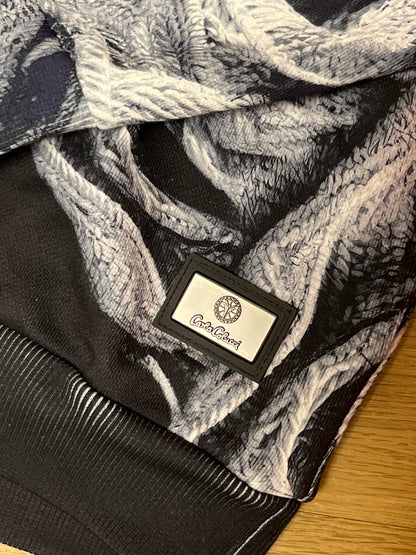 Carlo Colucci Hoodie in schwarz/weiß mit Mustern, Größe L