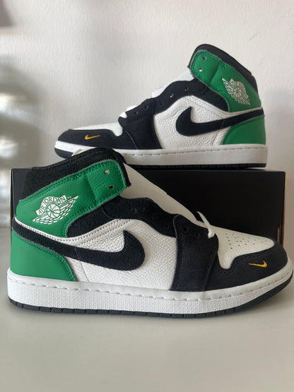 Air Jordan 1 MID schwarz/weiß/grün, Größe 40,5